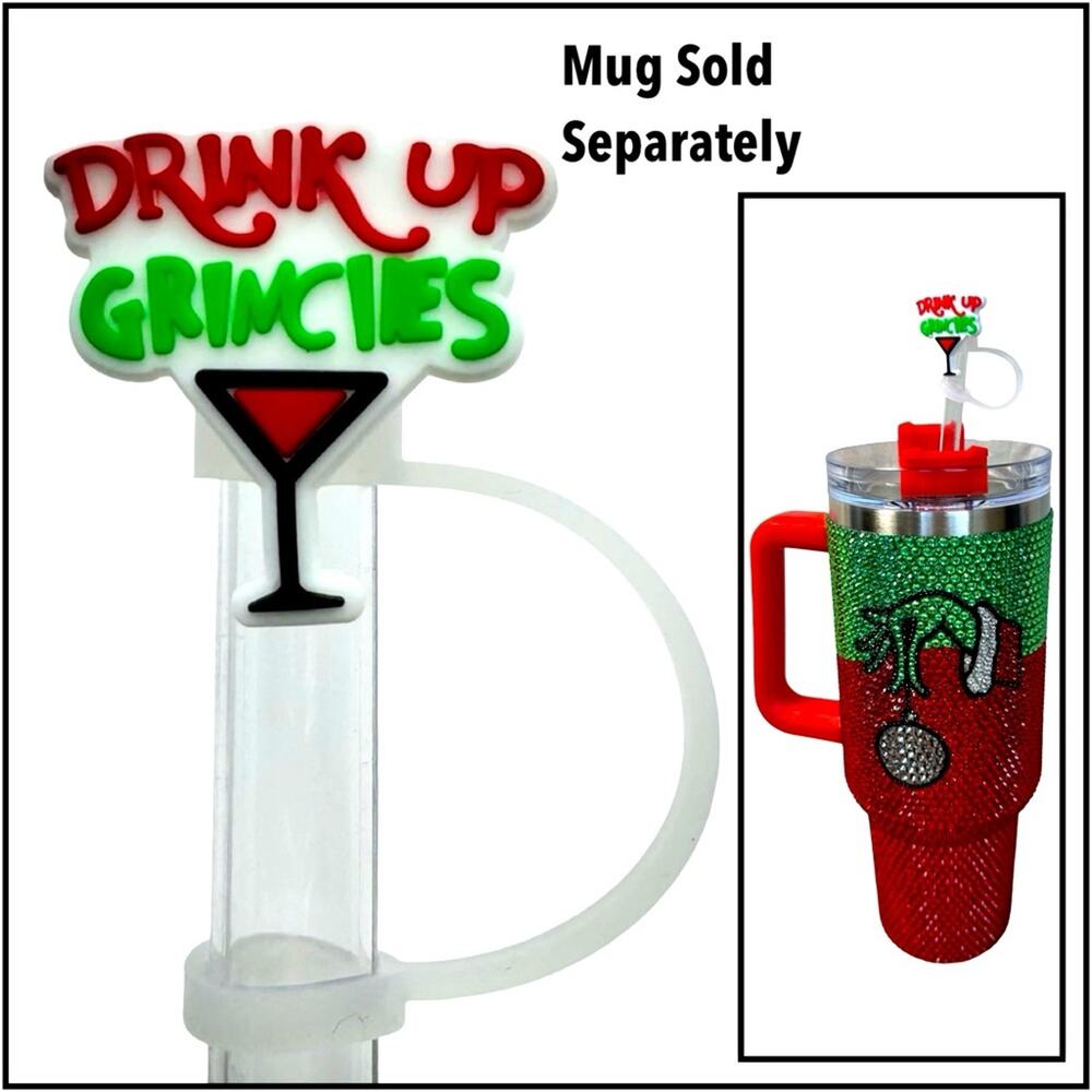 #70 Christmas Mean one Straw Topper: Silicone Straw Charm Drink Up Grimcies $6